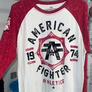 American Fighter Red and White Graphic Tee